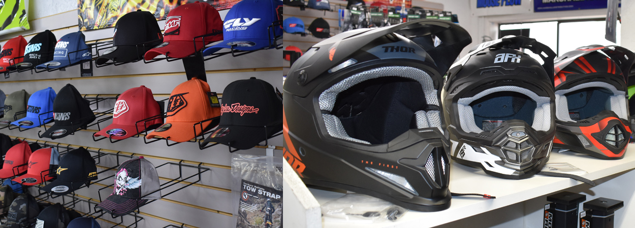 Photo of Riding Gear and Accessories available in the Xtreme Heights Motorsports showroom.